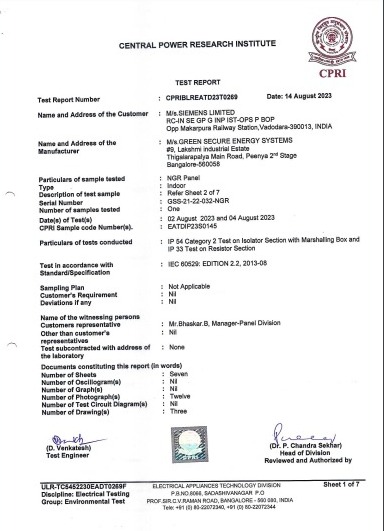 CPRI TEST REPORT - Certificate